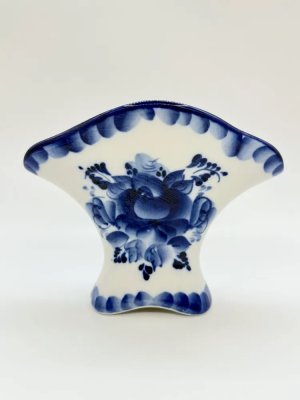 купить Салфетница с цветочным декором, Гжель, фарфор, роспись, Россия, 1991-2010 гг.