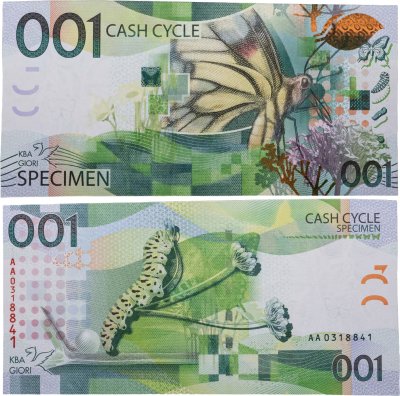 купить Тестовая банкнота Германия KBA-Giori "Жизненный цикл наличных Бабочка Гусеница"