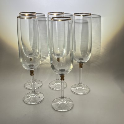 купить Набор бокалов на 5 персон с золоченым декором, стекло, золочение, СССР, 1970-1980 гг.