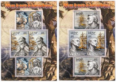 купить Бурунди набор из 2 квартблоков "Америго Веспуччи" 2012