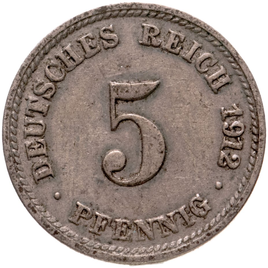 купить Германия 5 пфеннигов 1912 "D"