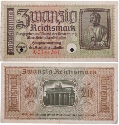 купить Германия, Третий Рейх 20 марок 1940-1945