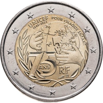 купить Франция 2 евро (euro) 2021 75 лет ЮНИСЕФ
