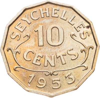 купить Сейшелы 10 центов (cents) 1953