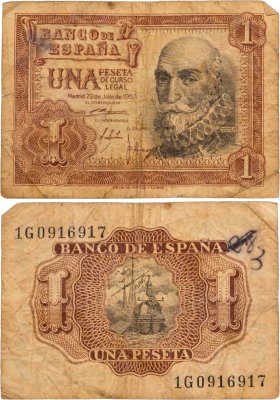 купить Испания 1 песета 1953 Pick 144a (Маркиз Санта-Крус)