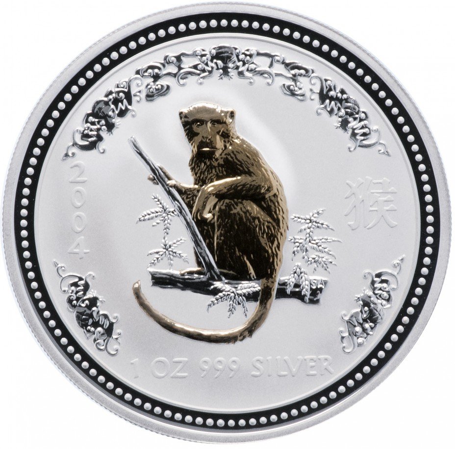 купить Австралия 1 доллар 2004 "Год обезьяны" с позолотой