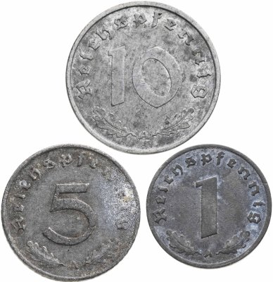 купить Германия набор 1,5,10 рейхспфеннигов 1941, Двор "А"