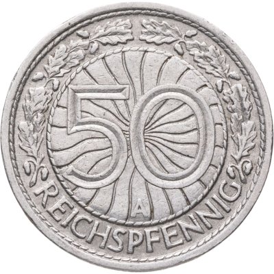 купить Германия 50 рейхспфеннигов (reichspfennig) 1927 знак монетного двора "А" — Берлин