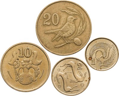 купить Кипр набор из 4 монет 1, 2, 10, 20 центов 1983-1996