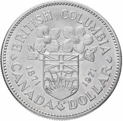купить Канада 1 доллар 1971 "100-летие вхождения Британской Колумбии в состав Канадской конфедерации"