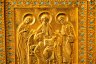 Купить Складень "Спас на троне с предстоящими Богородица и Иоанн Предтеча, Владимир и Ольга", медь, золочение, холодная эмаль; в кожаном чехле, Российская Федерация, 2025 г.