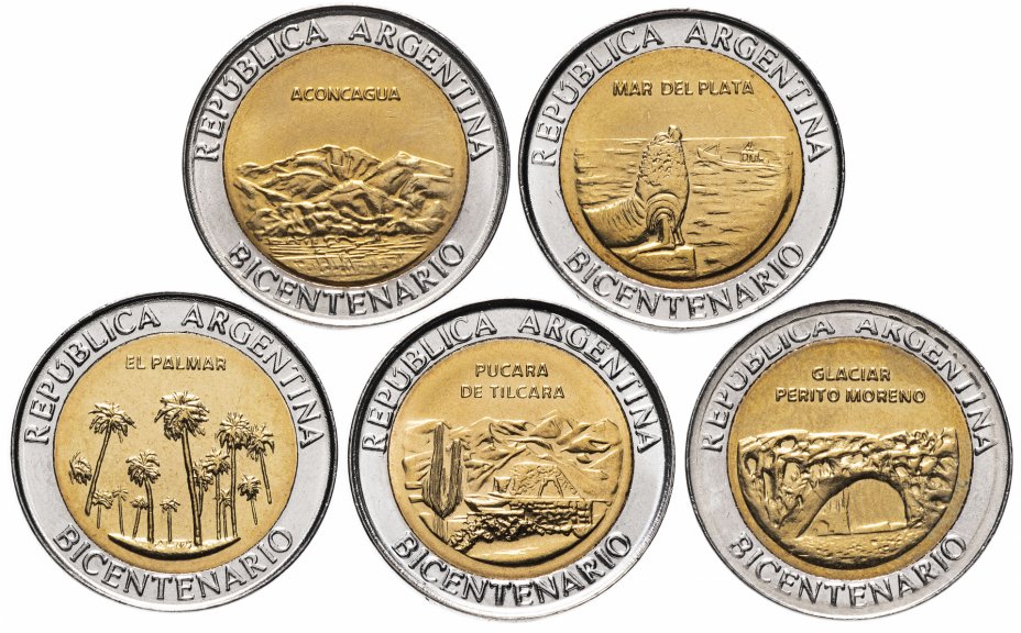 купить Аргентина набор 5 монет 1 песо 2010 г. 200 лет революции