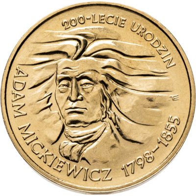 купить Польша 2 злотых (zlote) 1998 "200 лет со дня рождения Адама Мицкевича"