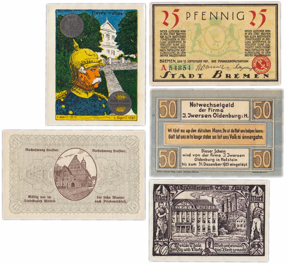 купить Германия (разные земли) набор из 5 нотгельдов 1920-1922