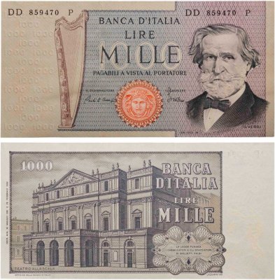 купить Италия 1000 лир 1969 (1971) года