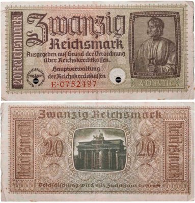купить Германия, Третий Рейх 20 марок 1940-1945