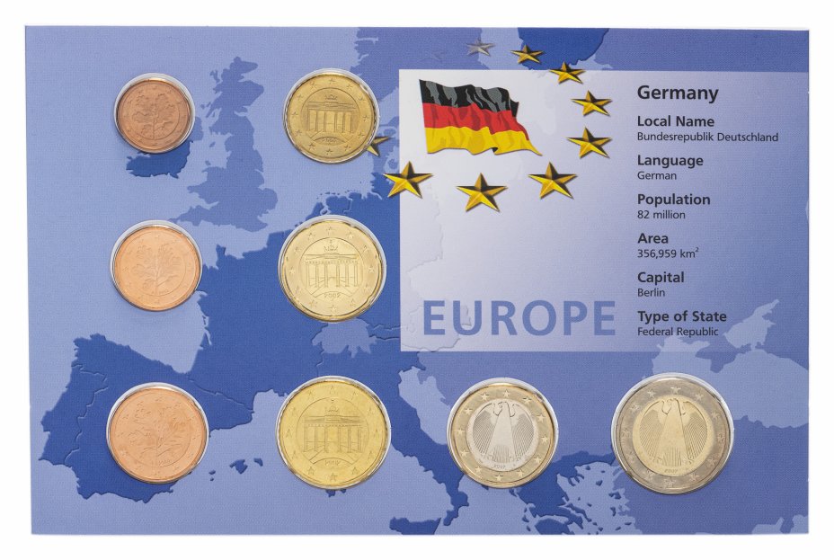 купить Германия набор монет евро 2002 (8 монет в буклете)