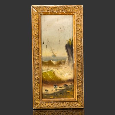 купить Картина "Морской пейзаж" в раме, дерево, масло, золочение, Западная Европа, 1880-1910 гг.