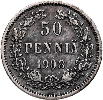 купить 50 пенни 1908 L, монета для Финляндии