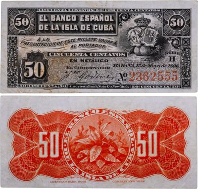 купить Куба 50 сентаво 1896 Banco Espanol de la Isla de Cuba