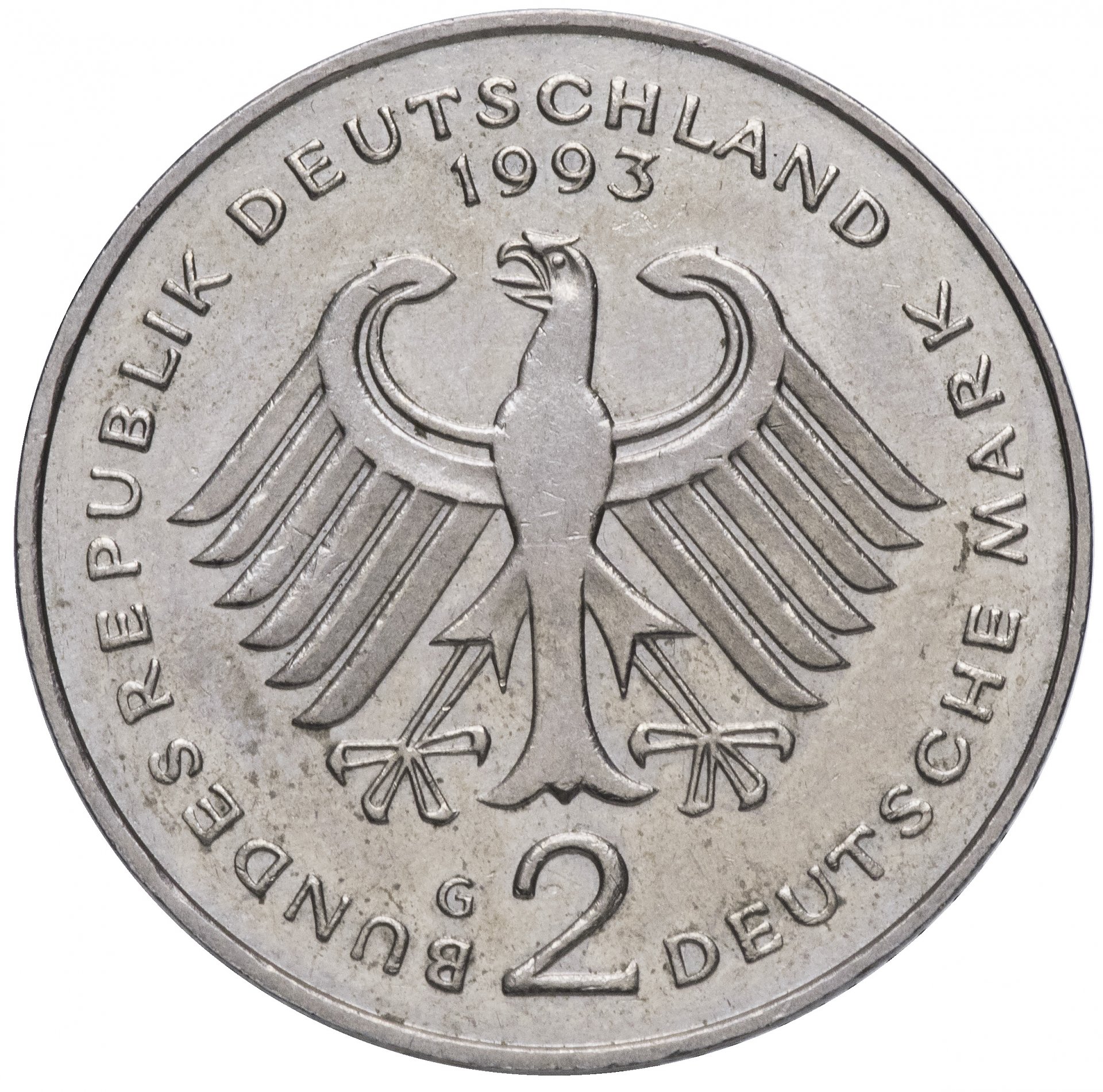 Слово года германия. Монеты Германии 1994. Монета 2 марки 1994. 2 Марки 1990 года. 2 Немецких марки.