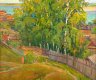 Купить Картина "Волга. Юрьевец", оформленная в раму, художник Мазанов Леонтий Никифорович, холст, масло, дерево, рама, СССР, 1951 г.