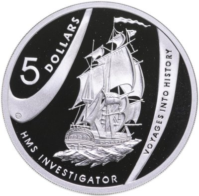 купить Австралия 5 долларов 2002 "Путешествие в историю - HMS Investigator"