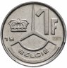 Купить Бельгия 1 франк (franc) 1989-1993   Надпись на голландском - 'BELGIE'