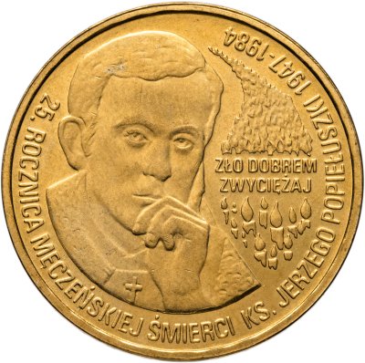 купить Польша 2 злотых 2009 "25 лет со дня смерти блаженного Ежи Попелушко"
