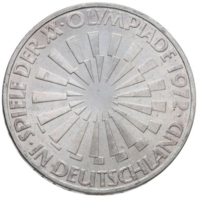 купить Германия 10 марок (mark) 1972 "XX летние Олимпийские Игры, Мюнхен 1972 - Эмблема "In Deutschland", знак монетного двора: "G" - Карлсруэ