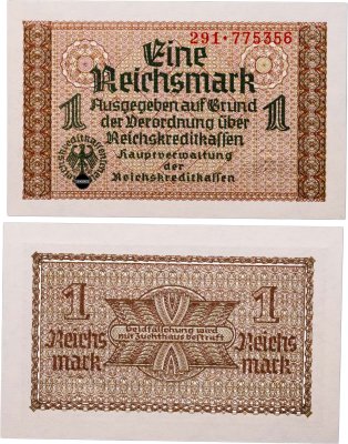 купить Германия 1 рейхсмарка (reichsmark) 1940-1945 "Немецкие оккупационные территории"
