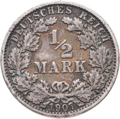 купить Германия 1/2 марки 1907, знак монетного двора: "А" - Берлин