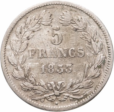 Купить Франция 5 франков (francs) 1833 W