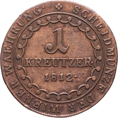 купить Австрия 1 крейцер (kreuzer) 1812 B знак монетного двора "B" - Кремница