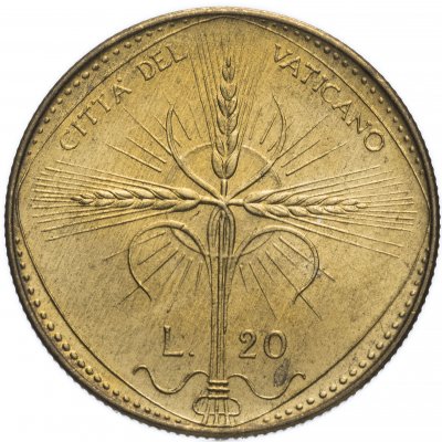 купить Ватикан 20 лир 1968
