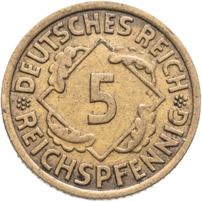 купить Германия 5 рейхспфеннигов (reichspfennig) 1935 A знак монетного двора "A" — Берлин