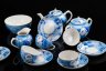 Купить Сервиз чайный "Голубой пион", форма "Киевская", на 5 персон (14 предметов), фарфор, крытье, роспись, золочение, Дулевский фарфоровый завод (Дулёво), СССР, 1957 г.