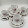 Купить Набор чайный на 5 персон (16 предметов), украшенный цветочным декором, фарфор, деколь, золочение, Epiag D. F., Чехословакия, 1980-1990 гг.