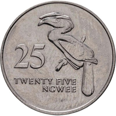 купить Замбия 25 нгве 1992 "Птица-носорог"