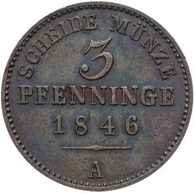 купить Германия, Пруссия 3 пфеннинга 1846 А