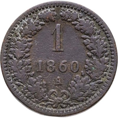 купить Австрия 1 крейцер (kreuzer) 1860, знак монетного двора "A" - Вена