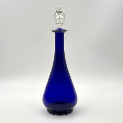 купить Штоф кобальтового оттенка с туловом каплевидной формы и пузырем внутри пробки, стекло, выдувание, Россия, 1900-1940 гг.