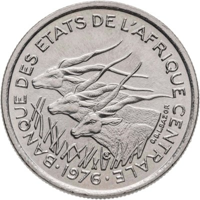 купить Чад 50 франков ВЕАС (francs) 1976, отметка на реверсе "A"