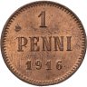 Купить 1 пенни (penni) 1916 Российская Финляндия, в слабе Монетник.ру MS65