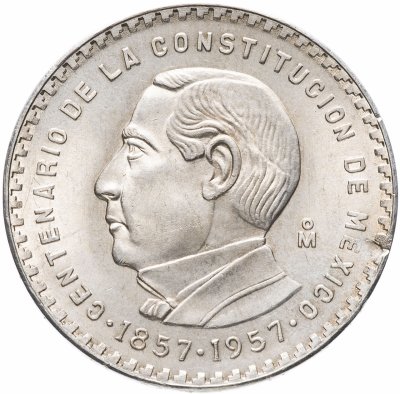 купить Мексика 5 песо (pesos) 1957 "100 лет Конституции Мексики"