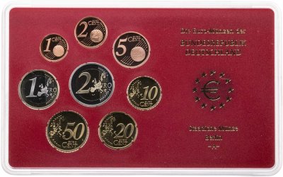 купить Германия 2003 набор из 8-ми монет евро Proof в официальном пластике Монетный двор Берлин A