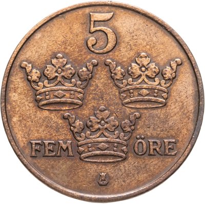 купить Швеция 5 эре (ore) 1915