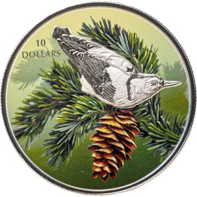 купить Канада 10 долларов 2017 "Птица Обыкновенный поползень" в футляре с сертификатом