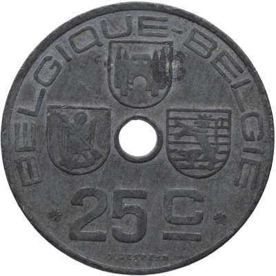 купить Бельгия 25 сантимов (centimes) 1942 Надпись - 'BELGIQUE - BELGIE'
