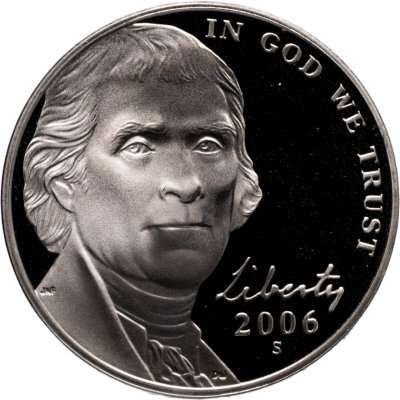 купить США 5 центов (cents) 2006 S Proof "Return to Monticello Jefferson Nickel (Джефферсон)" знак монетного двора "S" - Сан-Франциско